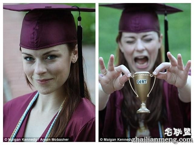 欠债才性感！美国女大学生躺支票中拍毕业照，向父母和青春致歉