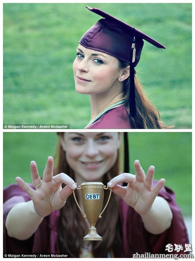 欠债才性感！美国女大学生躺支票中拍毕业照，向父母和青春致歉