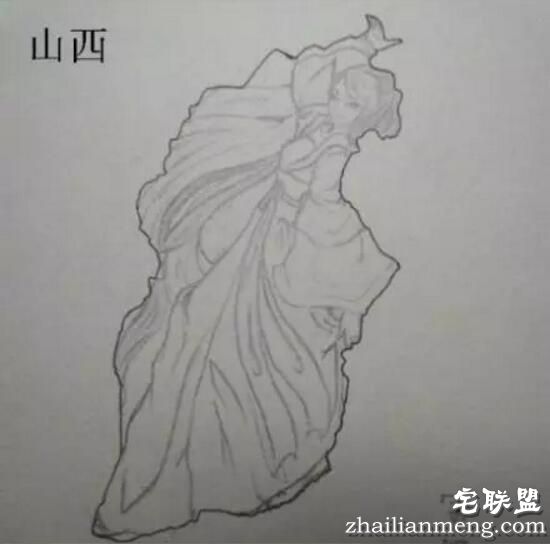 中国地图竟然是一个大美女