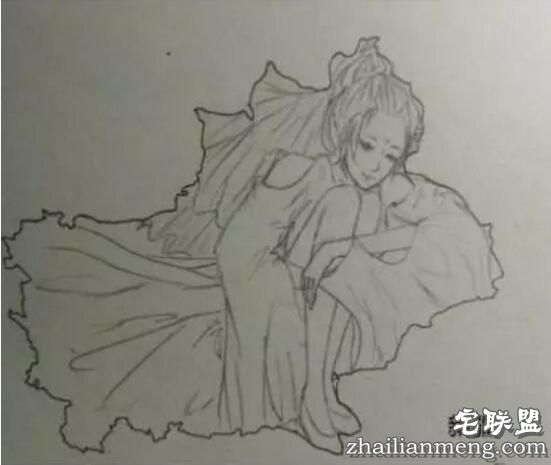 中国地图竟然是一个大美女