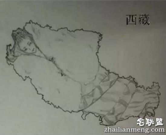 中国地图竟然是一个大美女