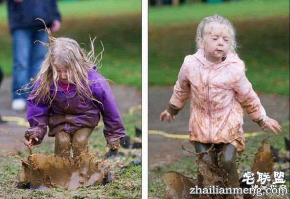 英国举行跳水坑比赛 各地的萌娃们都前来参赛 第2张图片