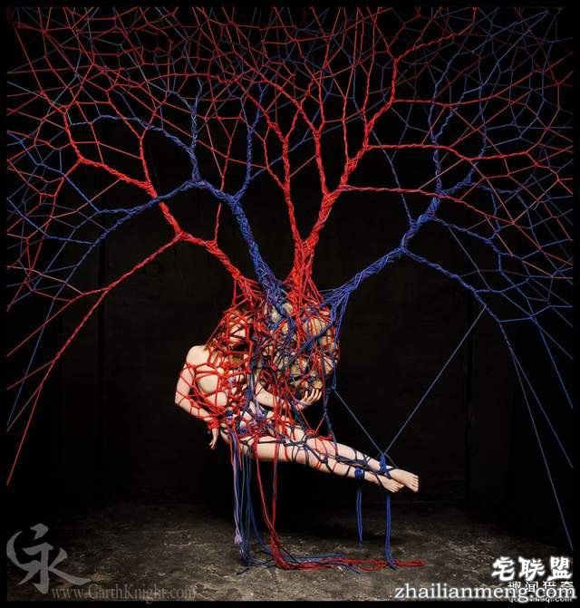 捆绑艺术家用绳索绑出超美一幅画