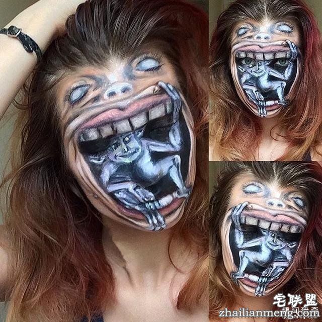 19岁女孩展示自己的恐怖妆容，她素颜让人意外