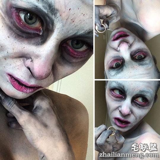 19岁女孩展示自己的恐怖妆容，她素颜让人意外