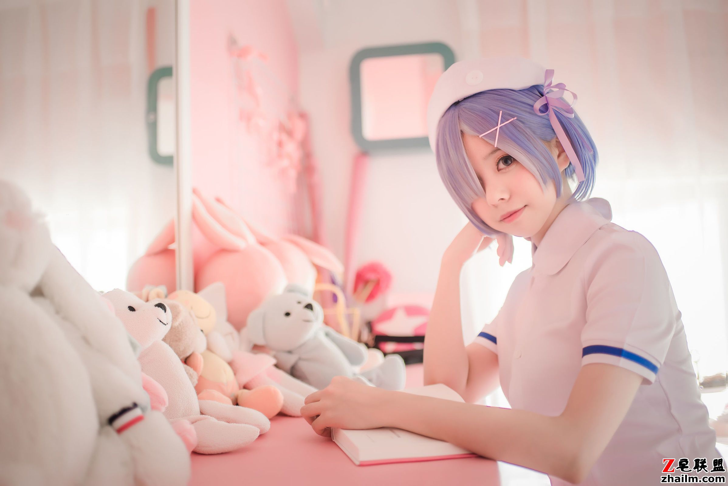 [萌妹子Coser] 小野妹子w - 白色纱裙+蕾姆护士+蕾姆兔女郎 写真套图第10张